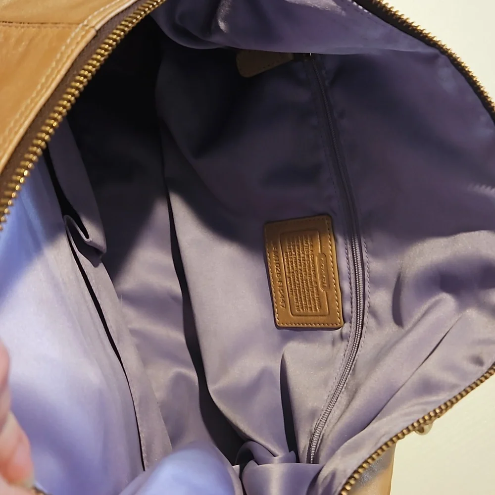 Coach Ashley Shimmery Tan Or Metallic Gold Bronze Leather Script Satchel F15447 - Picture 12 of 12